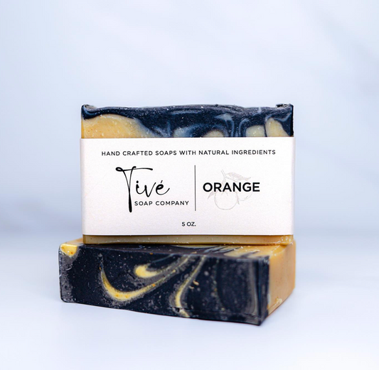 Orange Hand Crafted Natural Soap Bar, Close Up